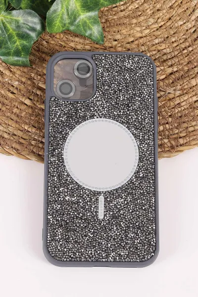 Antrasit TeknoCase İPhone 11 Uyumlu Mirror Diamond Case Serisi Aynalı Sert Silikon Telefon Kılıfı 458473