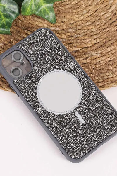Antrasit TeknoCase İPhone 11 Uyumlu Mirror Diamond Case Serisi Aynalı Sert Silikon Telefon Kılıfı 458473