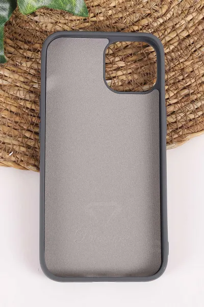 Antrasit TeknoCase İPhone 13 Uyumlu Ella Diamond Case Serisi Lens Hediyeli Sert Silikon Telefon Kılıfı 457729