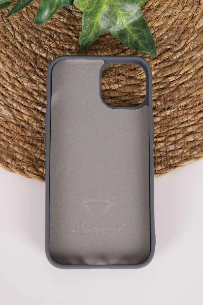 Antrasit TeknoCase İPhone 13 Uyumlu Nelly Diamond Serisi Taşlı Lens Hediyeli Sert Silikon Telefon Kılıfı 480923