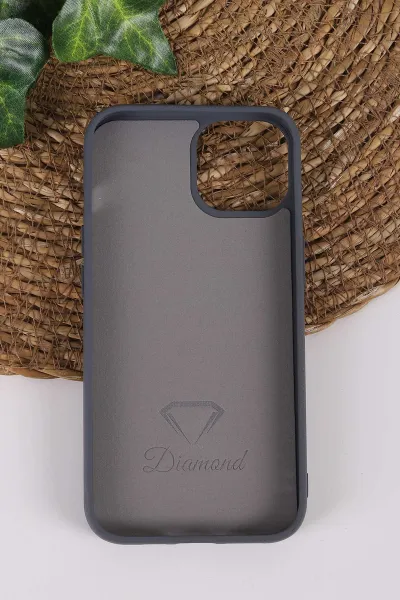 Antrasit TeknoCase İPhone 13 Uyumlu Perfect Diamond Case Serisi Taşlı Lens Hediyeli Sert Silikon Telefon Kılıfı 450075