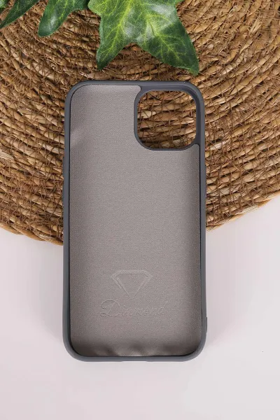 Antrasit TeknoCase İPhone 14 Uyumlu Nelly Diamond Serisi Taşlı Lens Hediyeli Sert Silikon Telefon Kılıfı 480927