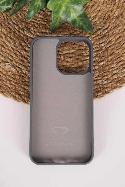 Antrasit TeknoCase İPhone 15 Pro Max Uyumlu Nelly Diamond Serisi Taşlı Lens Hediyeli Sert Silikon Telefon Kılıfı 480943