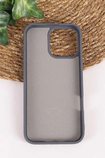 Antrasit TeknoCase İPhone 16 Pro Max Uyumlu Ella Diamond Case Serisi Lens Hediyeli Sert Silikon Telefon Kılıfı 457821