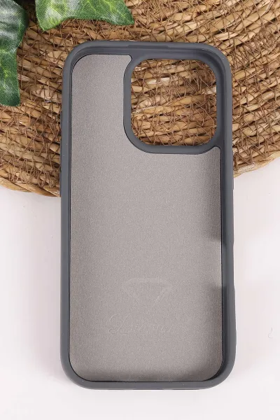 Antrasit TeknoCase İPhone 16 Pro Uyumlu Ella Diamond Case Serisi Lens Hediyeli Sert Silikon Telefon Kılıfı 457817