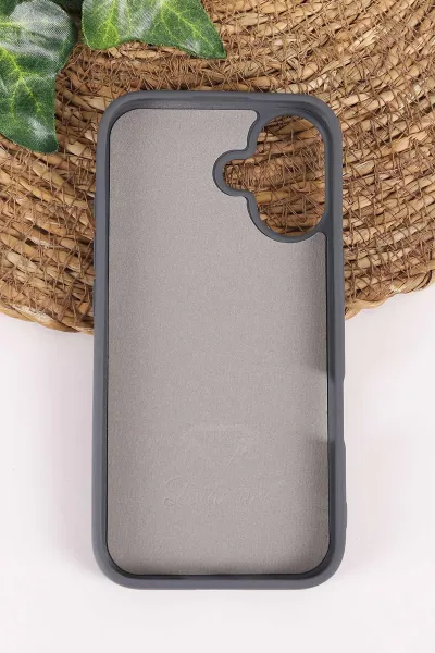 Antrasit TeknoCase İPhone 16 Uyumlu Ella Diamond Case Serisi Lens Hediyeli Sert Silikon Telefon Kılıfı 457808