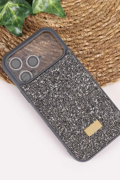 Antrasit TeknoCase İPhone 17 Pro Max Uyumlu Ella Diamond Case Serisi Lens Hediyeli Sert Silikon Telefon Kılıfı 457842