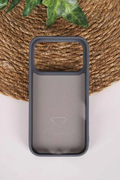 Antrasit TeknoCase İPhone 17 Pro Uyumlu Nelly Diamond Serisi Taşlı Lens Hediyeli Sert Silikon Telefon Kılıfı 480967