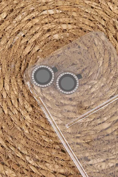 Antrasit TeknoCase İPhone 17 Uyumlu Ella Diamond Case Serisi Lens Hediyeli Sert Silikon Telefon Kılıfı 457825