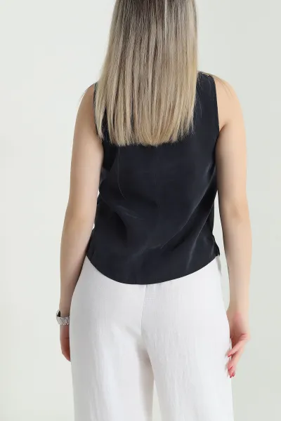 Antrasit Tensel Modal Kolsuz Kadın Bluz 467143