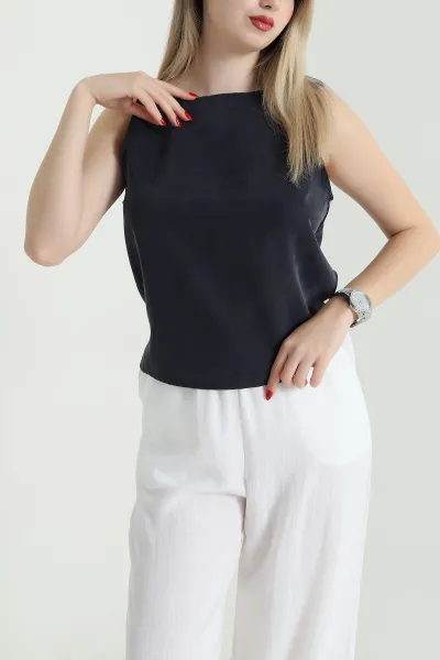 Antrasit Tensel Modal Kolsuz Kadın Bluz 467143