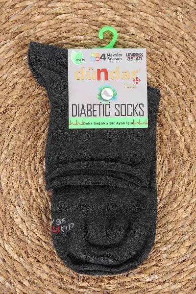 Antrasit Unisex Dört Mevsim Diyabetik Bambu Konç Çorap (36-40) 476993