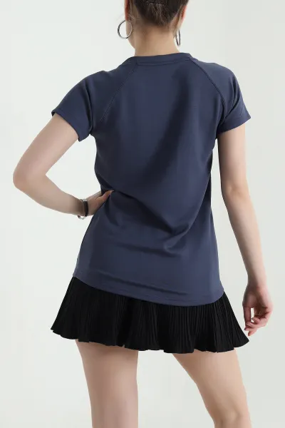 Antrasit V Yaka Oysho Kadın Tişört 437424