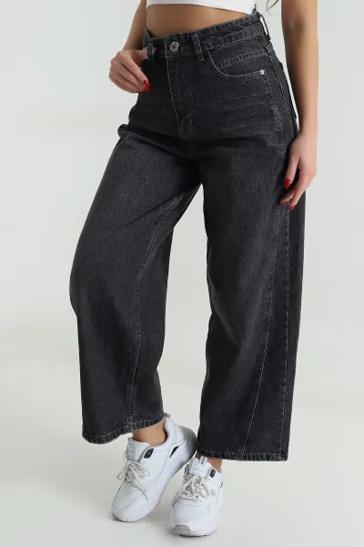 Antrasit Yeni Sezon Baggy Kadın Kot Pantolon 496088