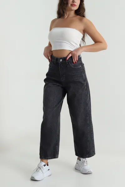 Antrasit Yeni Sezon Baggy Kadın Kot Pantolon 496088