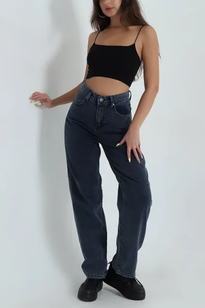 Arkası Tokalı Baggy Kadın Kot Pantolon 393315