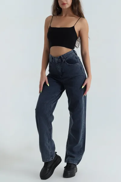 Arkası Tokalı Baggy Kadın Kot Pantolon 393315