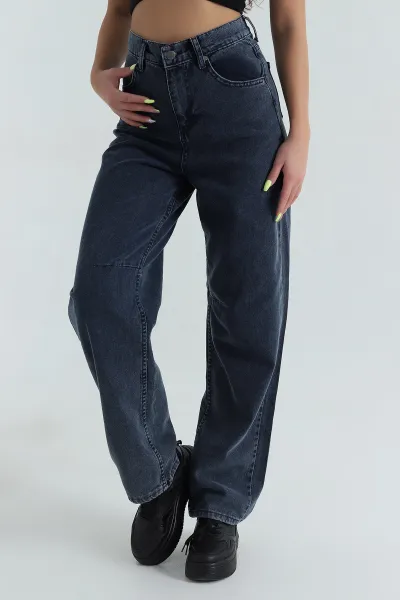 Arkası Tokalı Baggy Kadın Kot Pantolon 393315
