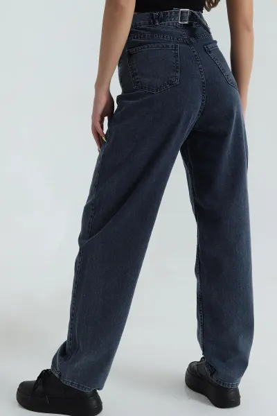 Arkası Tokalı Baggy Kadın Kot Pantolon 393315