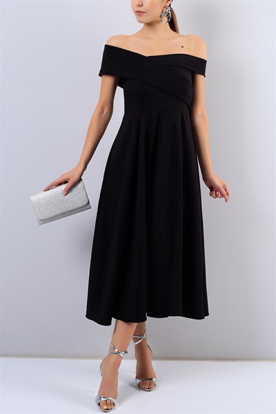 Askı Detay Siyah Bayan Elbise 16970B