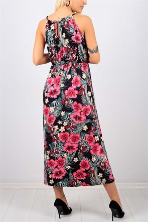 Askılı Çiçek Desen Bayan Elbise Modeli 8753B