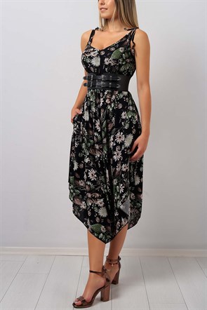 Askılı Desenli Bayan Şalvar Elbise Modeli 8905B