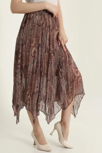Astarlı Desenli Kadın Şifon Etek 430932