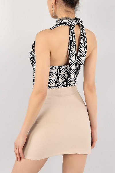 Bağlamalı Desenli Bluz 104857
