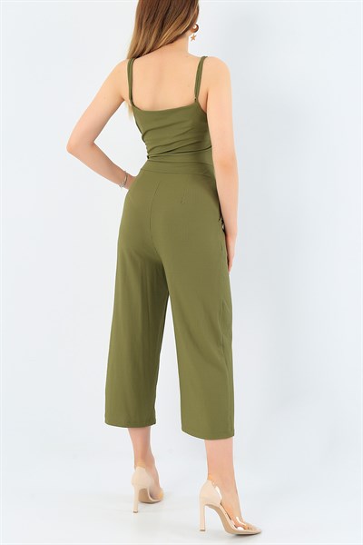 Bağlamalı Haki Cepli Tulum 36135