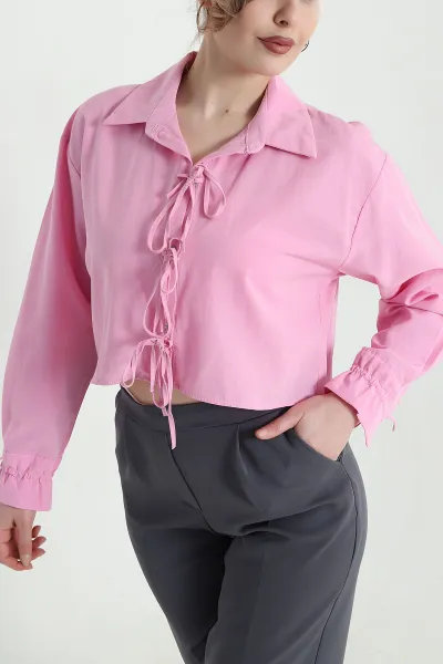 Bağlamalı Poplin Kadın Gömlek 447580