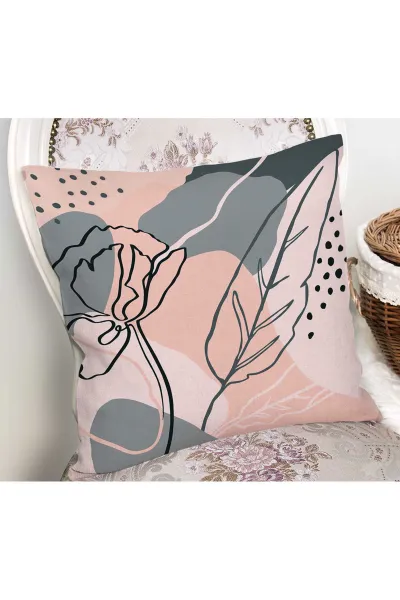 Pudra 43x43 Dijital Baskılı Fermuarlı Modern Kırlent Kılıfı 272087