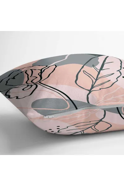 Pudra 43x43 Dijital Baskılı Fermuarlı Modern Kırlent Kılıfı 272087