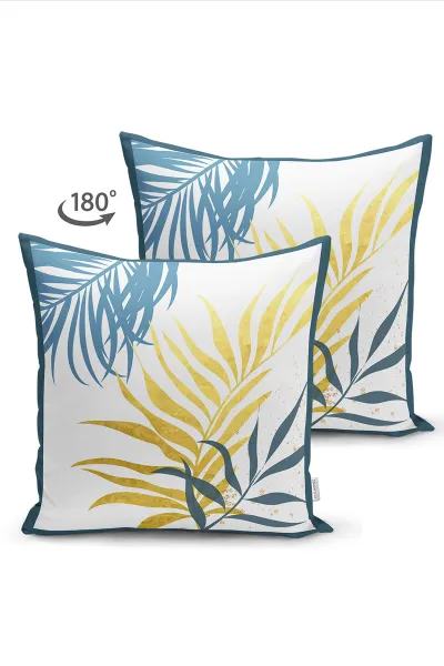 Mavi 43x43 Dijital Baskılı Fermuarlı Modern Kırlent Kılıfı 273825