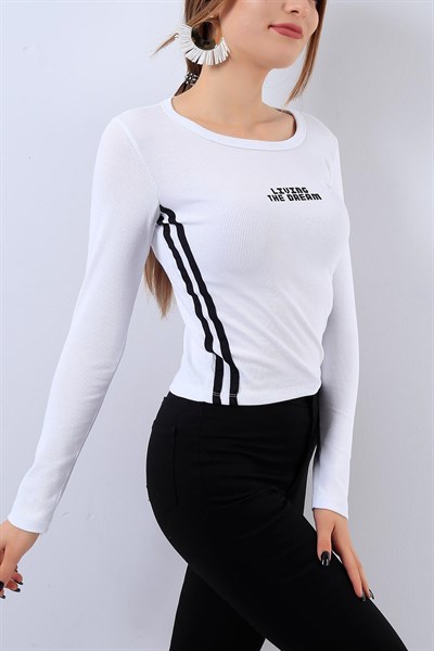 Baskılı Beyaz Bayan Sweat 17701B