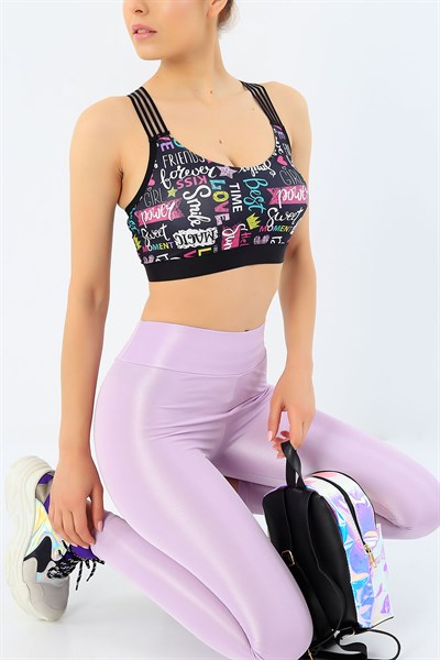 Baskılı Çapraz Lastikli Sporcu Büstiyer 33411