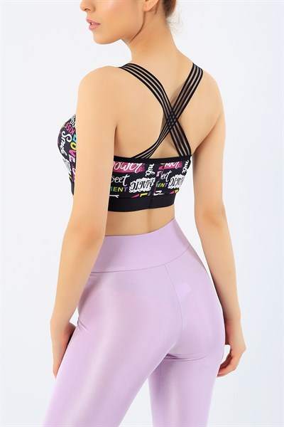Baskılı Çapraz Lastikli Sporcu Büstiyer 33411