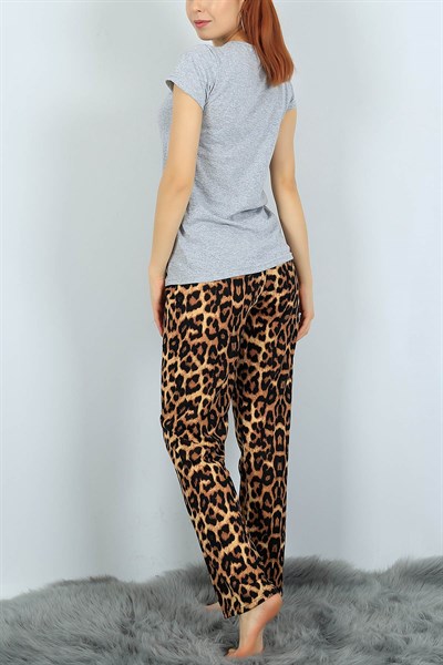 Baskılı Gri Bayan Pijama Takımı 24312B