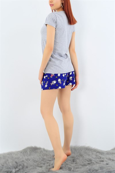 Baskılı Gri Bayan Pijama Takımı 31317