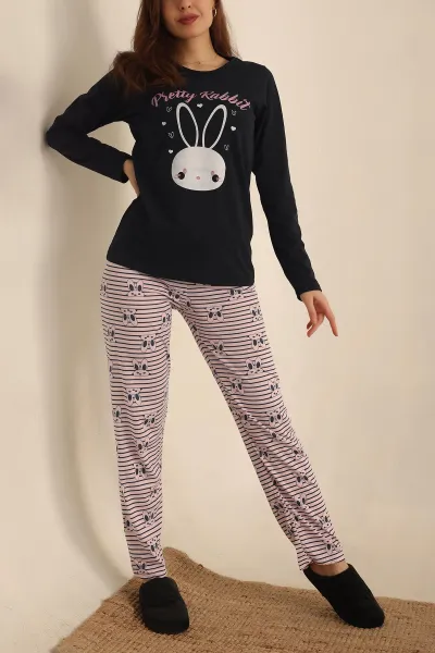 baskili-lacivert-bayan-pijama-takimi-237440