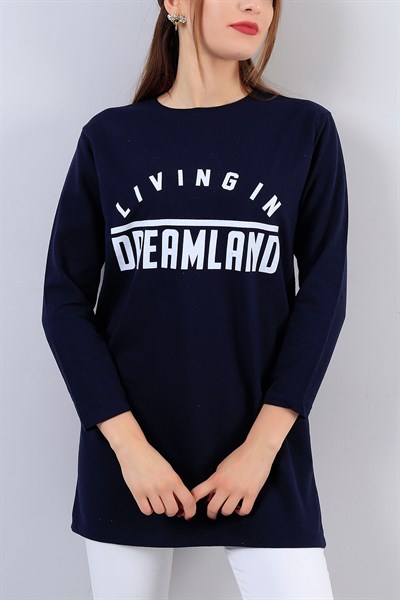 Baskılı Lacivert Bayan Sweat 17064B