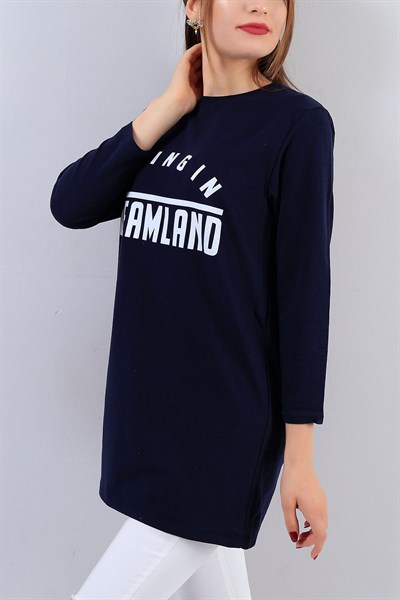 Baskılı Lacivert Bayan Sweat 17064B