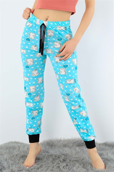 Baskılı Likralı Bayan Pijama Altı 31138