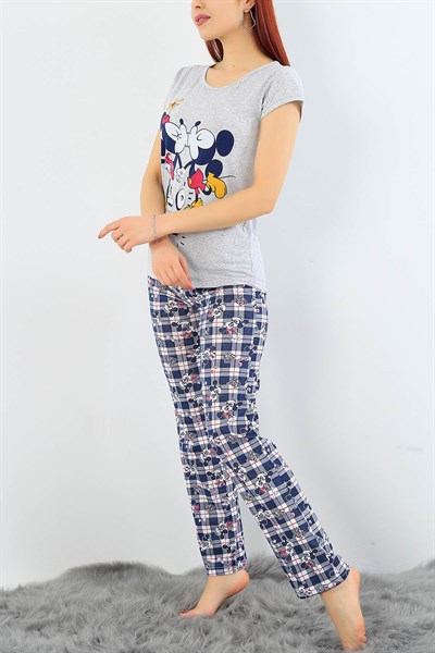 Baskılı Likralı Bayan Pijama Takımı 30758