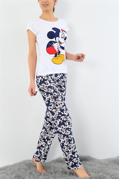 Baskılı Likralı Bayan Pijama Takımı 30767