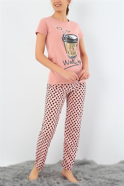 Baskılı Likralı Bayan Pijama Takımı 30795