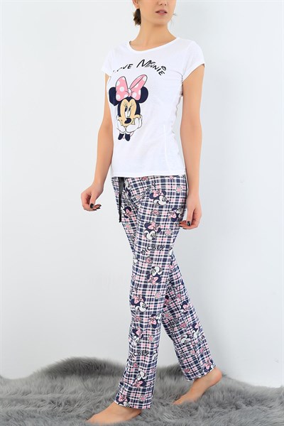 Baskılı Likralı Bayan Pijama Takımı 30822