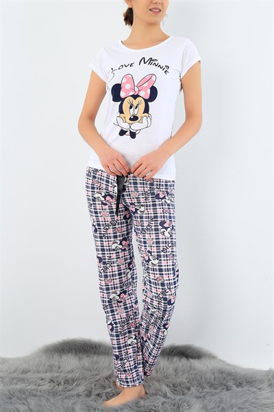 Baskılı Likralı Bayan Pijama Takımı 30822