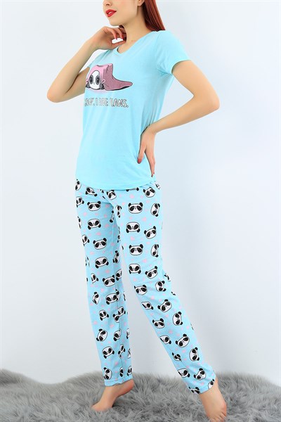 Baskılı Likralı Bayan Pijama Takımı 31000