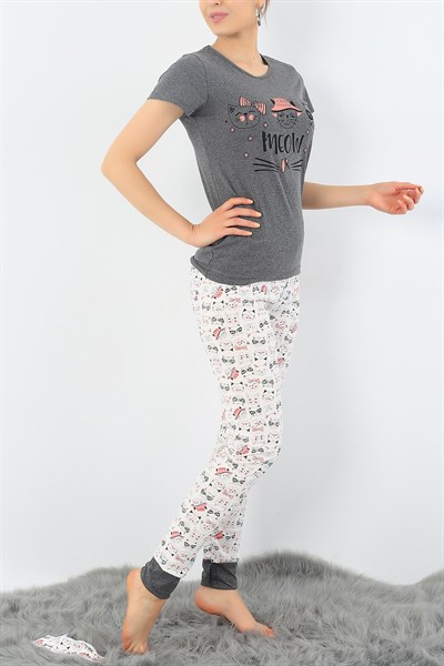 Baskılı Likralı Bayan Pijama Takımı 33003