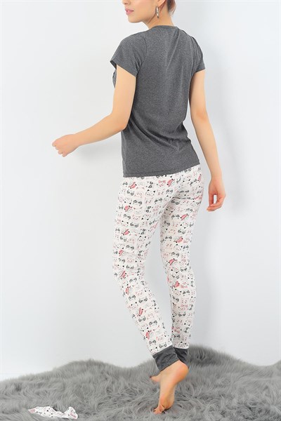 Baskılı Likralı Bayan Pijama Takımı 33003